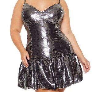 Sequin Mini Dress Silver bubble bottom mini cocktail